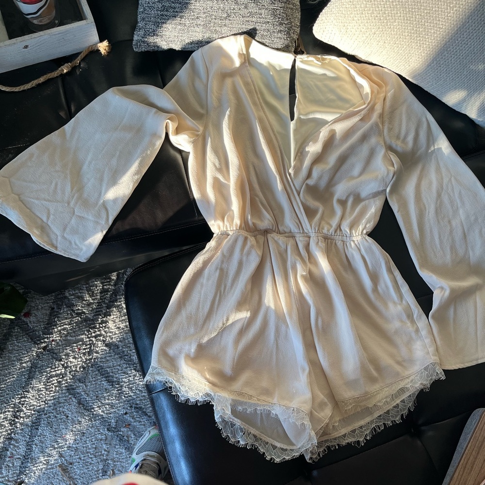 white / cream long sleeve romper